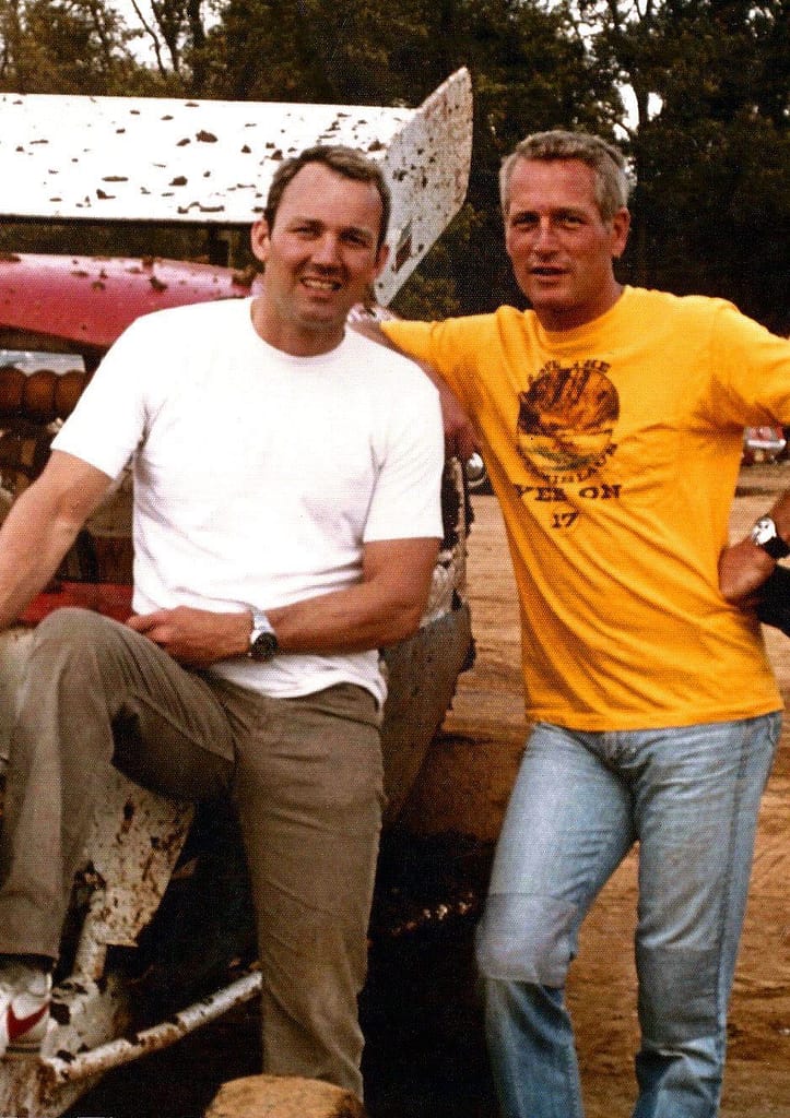 Stan Barrett with Paul Newman enjoy stock car racing together.